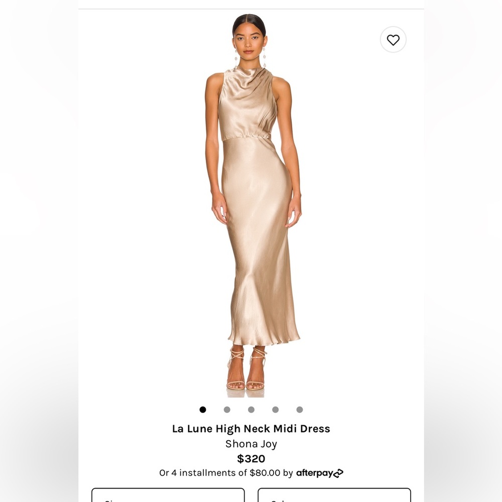 Shona Joy La Lune High Neck Midi Dress Size 4 Gold